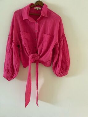 Boho Pink Medium  NWOT Peach Love Spring Summer Shirt 100% Cotton